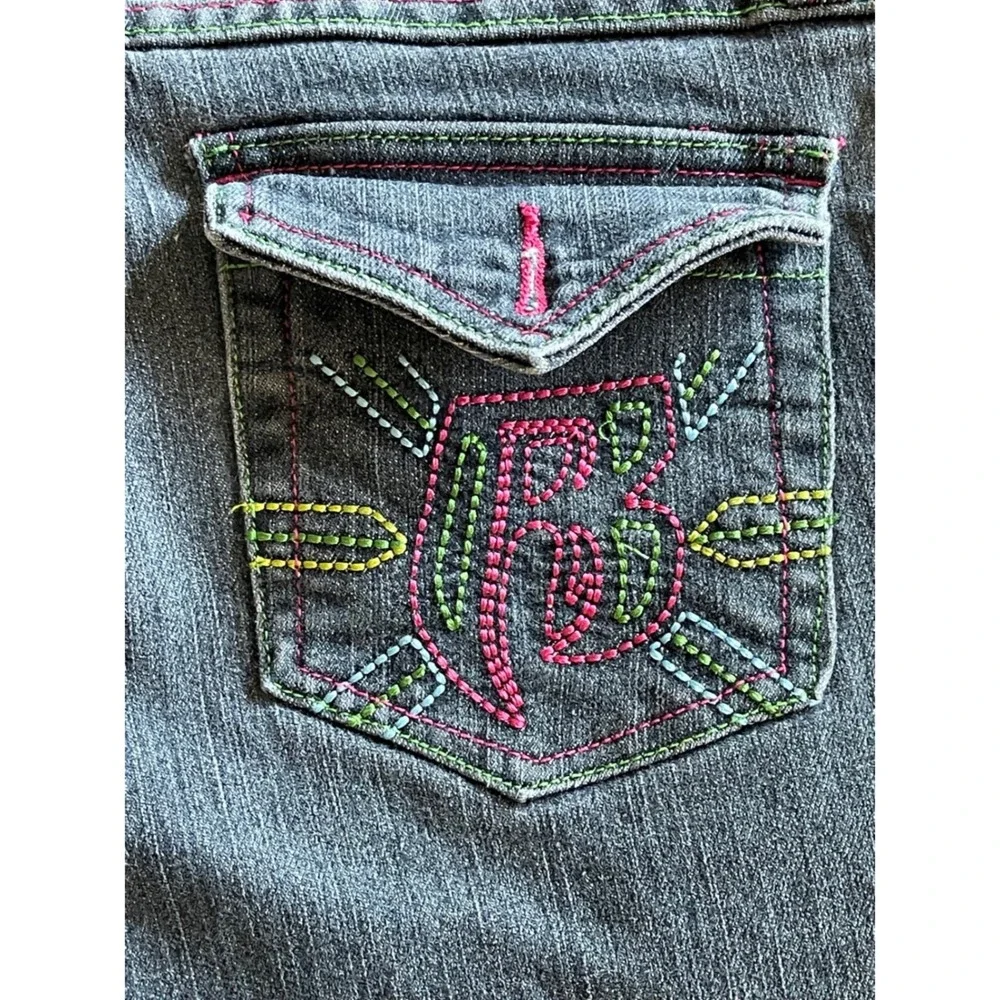 Ruff Ryders Y2K Womens Denim Long Shorts Side Tie Contrast Stitch Size 7/8‎ READ
